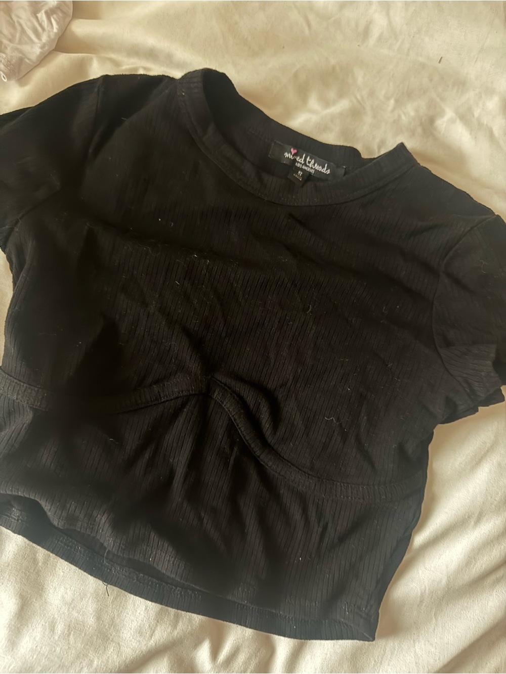 Black Ribbed Crop Top